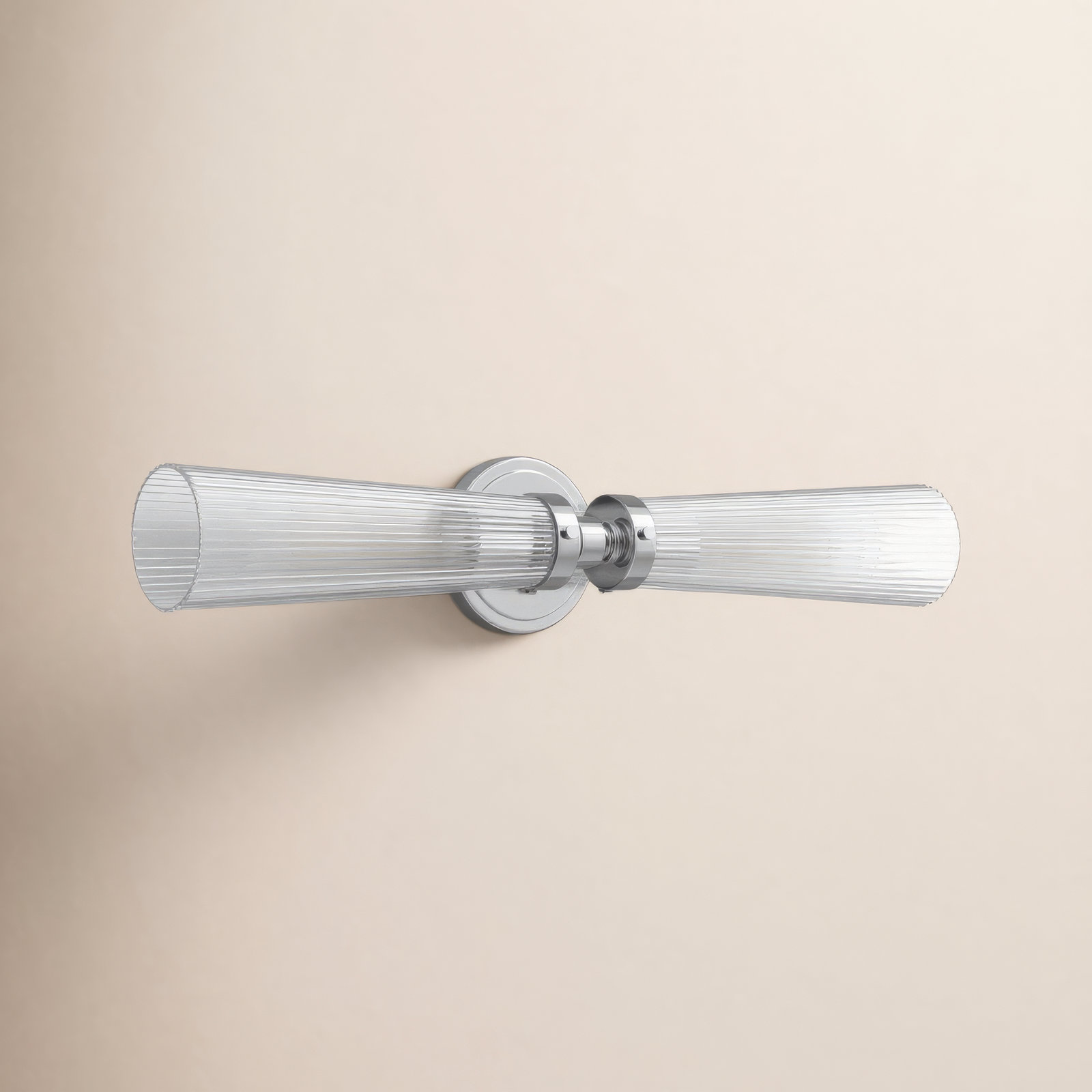 2 Light Transparent Vanity Light, Polished Nickel