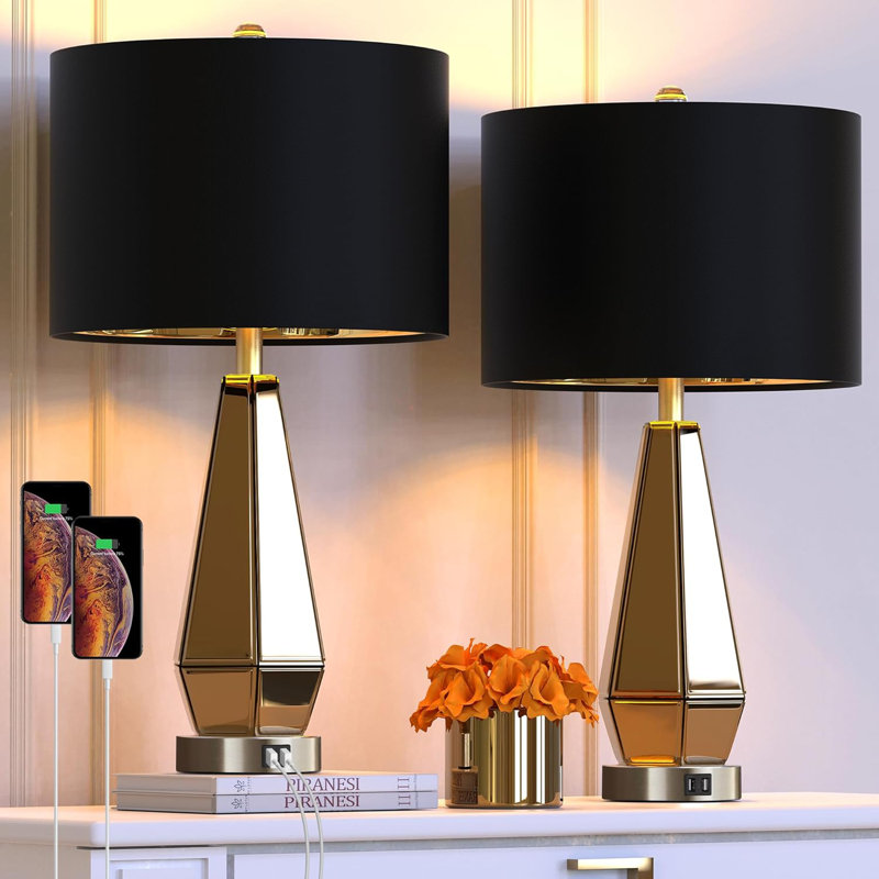 Angelie USB Table Lamp, Gold, Black