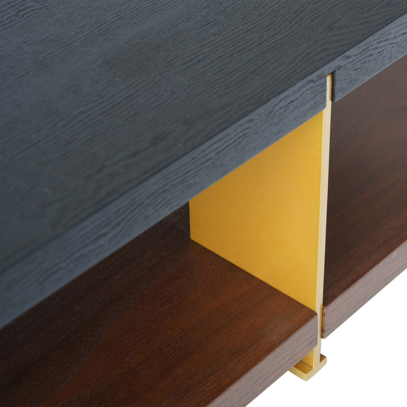Table basse Classica, Plateau noyer / noir / base jaune