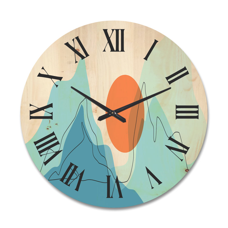 Horloge murale lune au-dessus de montagnes abstraites I, Grand
