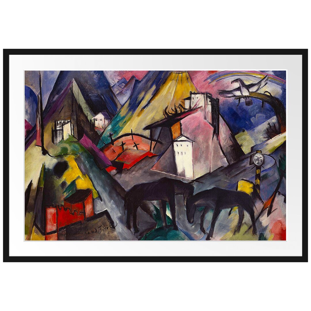 Franz Marc - Das Arme Land Tirol - Im Bilderrahmen Mit Galerie-Passepartout