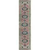 Wool Oriental Area Rug in Coral/Green/Dark Blue