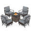 4-Person Rocking Sofa Chairs Seating Group with Fire Pit Table-110429551