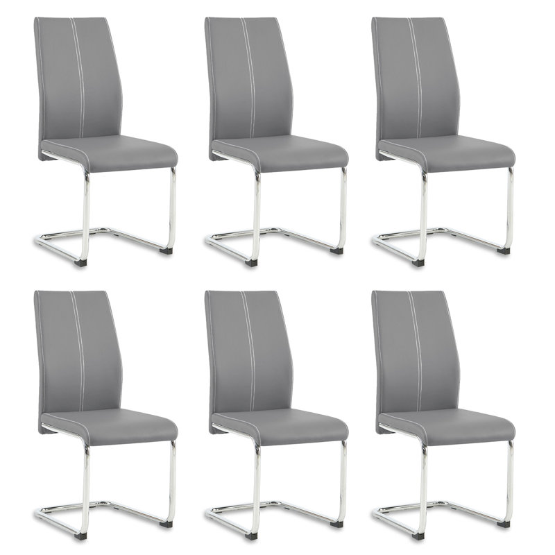 46cm H Upholstered Metal Cantilever Chair, Grey