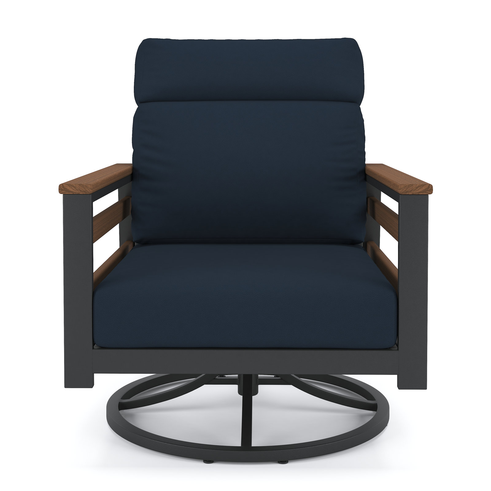 Townsend Sunbrella® Swivel Patio Lounge Chair, Canvas Navy, Brown