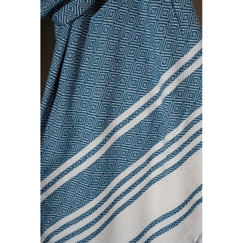 Serviette de plage douce indigo bleu, 60% coton et 40% polyester, 35,4 x 66,9 pouces | Tissu léger de 6,3 oz / m², lavable en machine à 86 ° F | Parfait pour la plage, la piscine et le spa, séchage rapide et design élégant