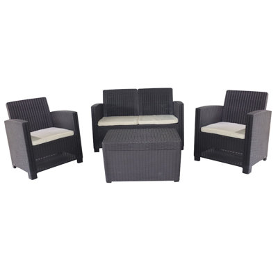 Winston Porter Swaffar 4-Person Outdoor Seating Group with Cushions