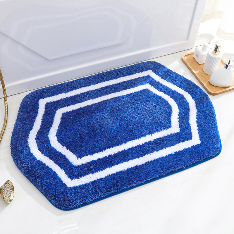 Tapis pour salle de bain Shilyn, L 24 po x L 36 po, Bleu