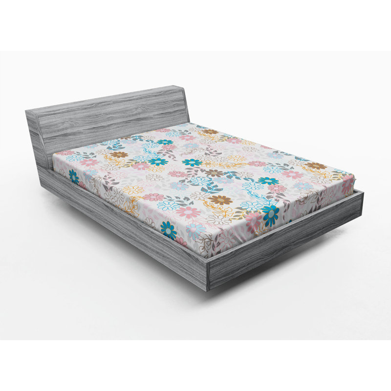 Microfiber Floral Fitted Sheet, Twin XL Fitted Sheet, Floral Spring