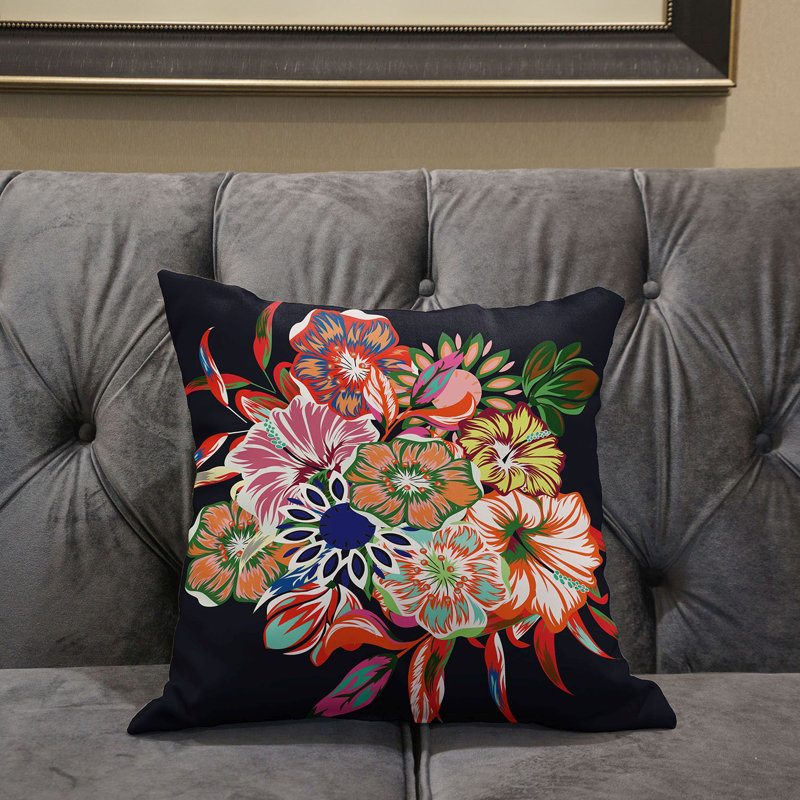 Housse et insert de coussin décoratif en polyester , 18 po x 18 po, Rouge/orange