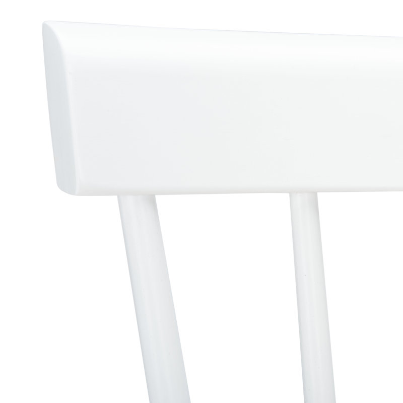 Chaise d'appoint à dossier Windsor en bois massif Matanna, Blanc / Naturel