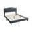 Curved Silhouette Upholstered Queen Platform Bed, Charcoal Burlap With Nailhead Trim, No Box Spring Required For Bedroom