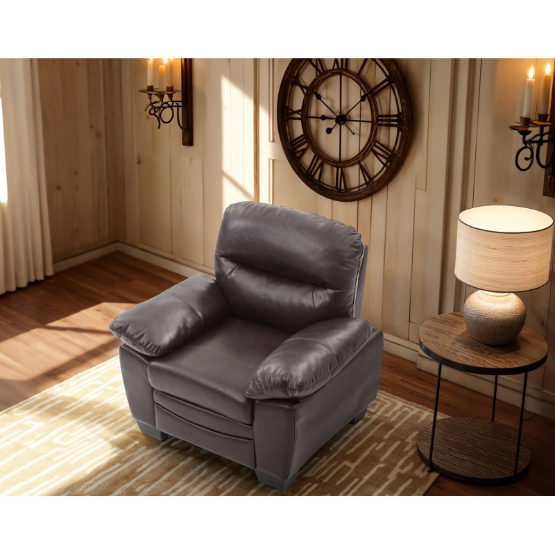 Pingry Faux Leather Chair, Dark Brown Faux Leather