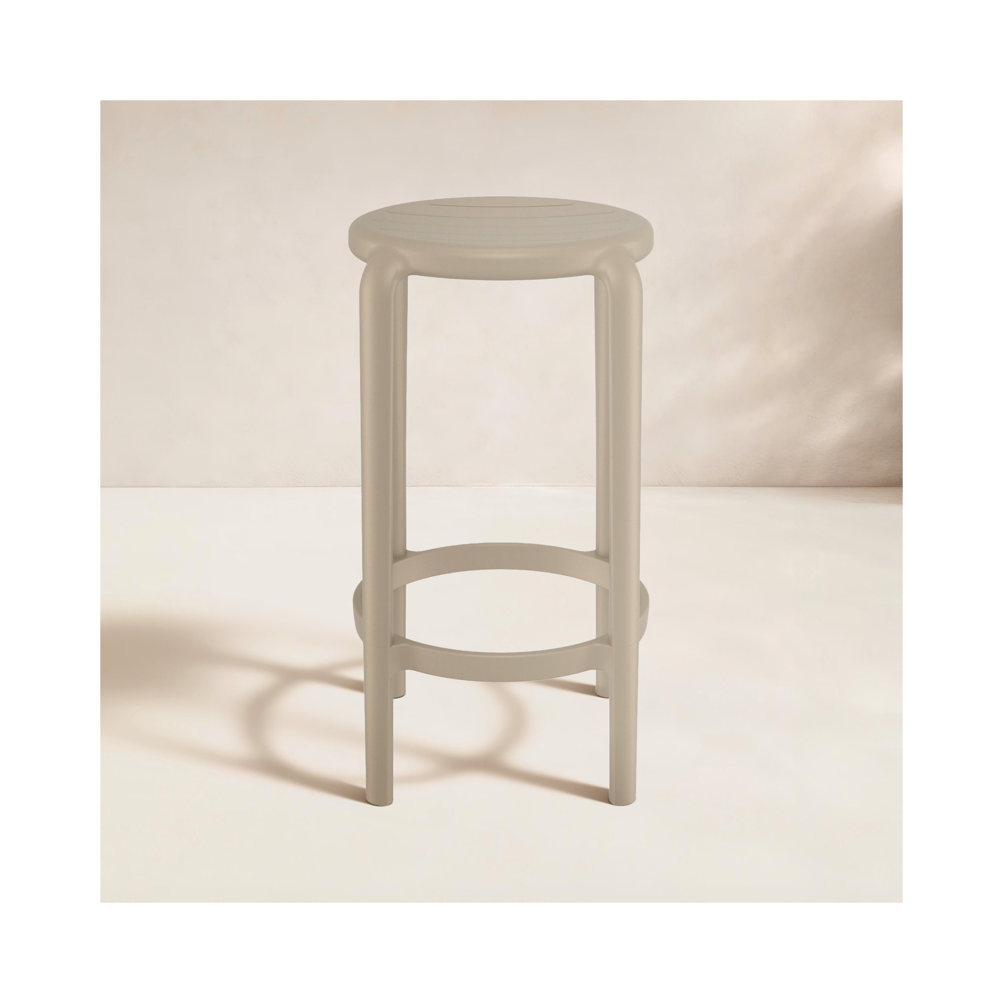 Awan Backless Outdoor Bar Stool, Taupe, 25.75"