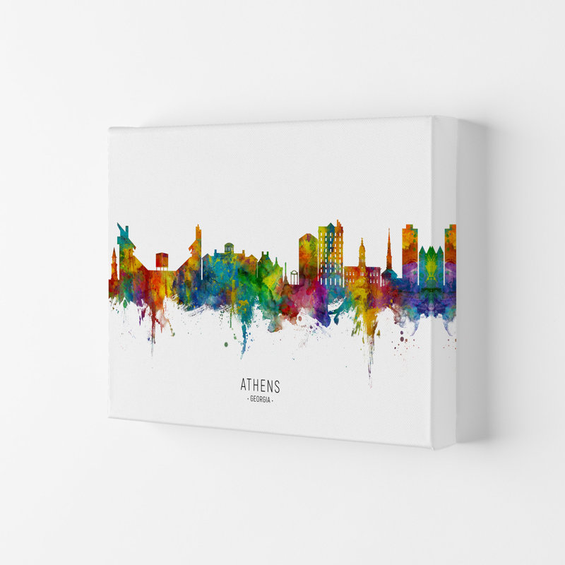 Athens Georgia Skyline by Michael Tompsett - Print, 21cm H x 29.7cm W x 4cm D, Wrapped Canvas
