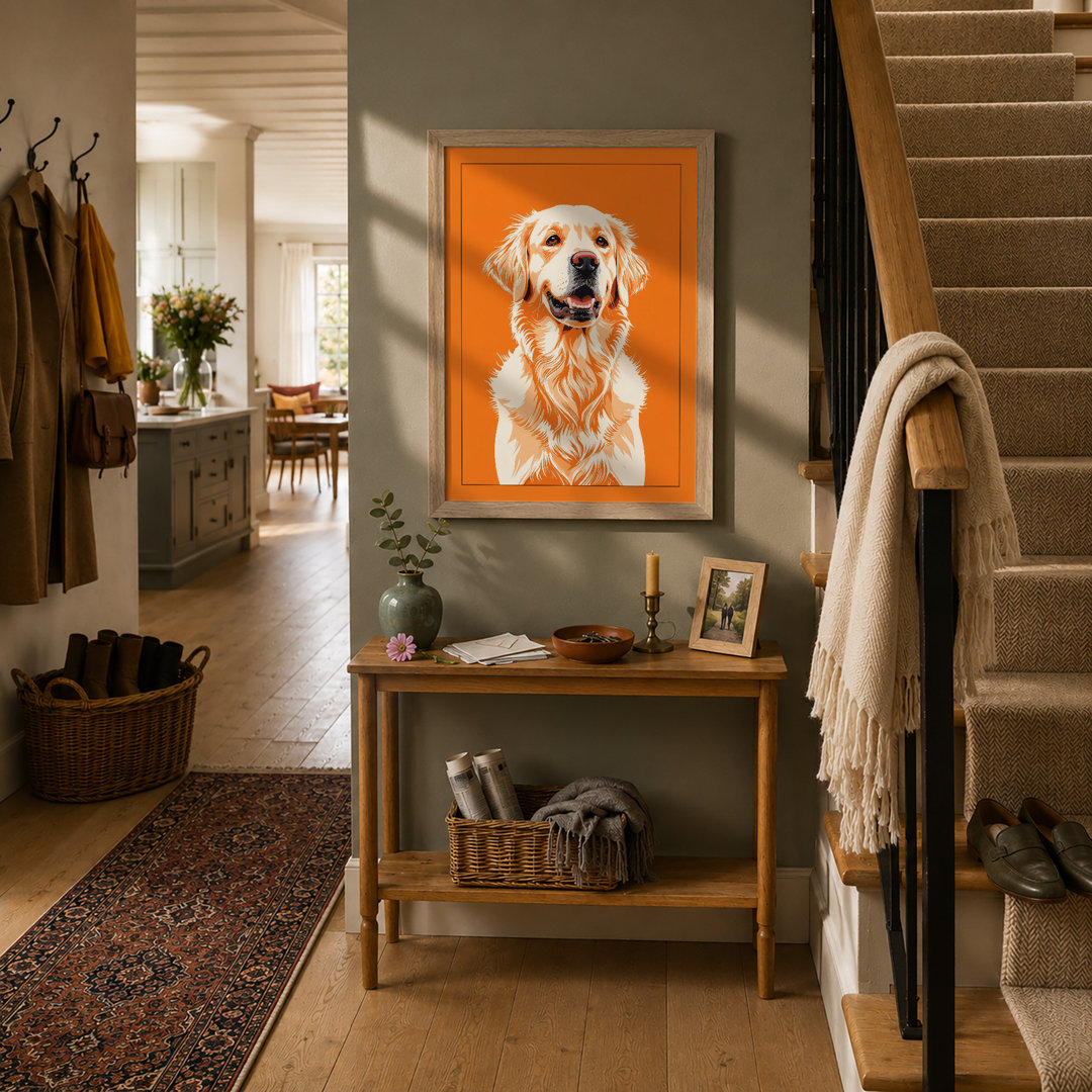 Golden Retriever Portrait Modern - Framed Print