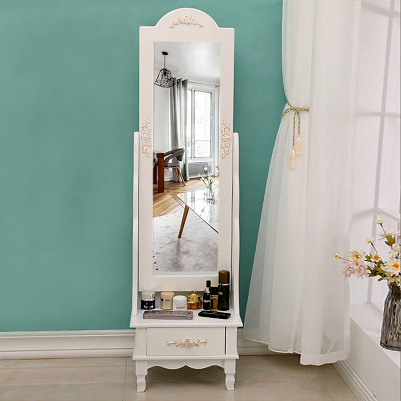 Modern Minimalist Pine Frame With Drawers And Full-Length Mirror, 70.08" x 17.72"