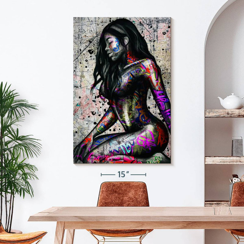 Séduction africaine sur toile, H 48 po x l 32 po x P 1,25 po