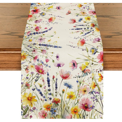 Daisy & Lavender Floral Table Runner – Multicolor –  Spring & Summer Kitchen And Dining Table Décor