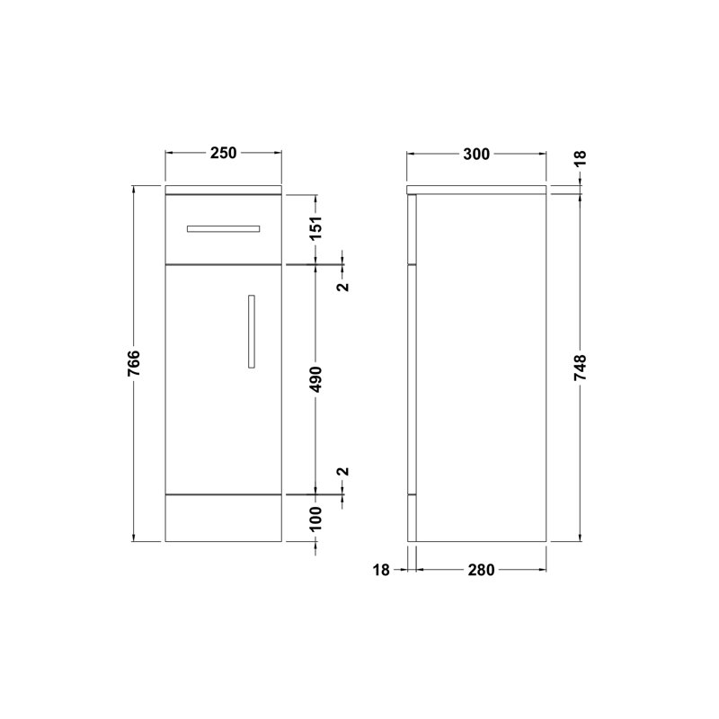 Bathroom Cabinet, 76.6cm H x 25cm W x 30cm D