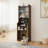 Mid-century Multi-use Extenable Cabinet Desk With Storage Peg Board, Storage Cabinet With Sliding Glass Doors, Led Light, Free Cat Cushion And Cat Toy