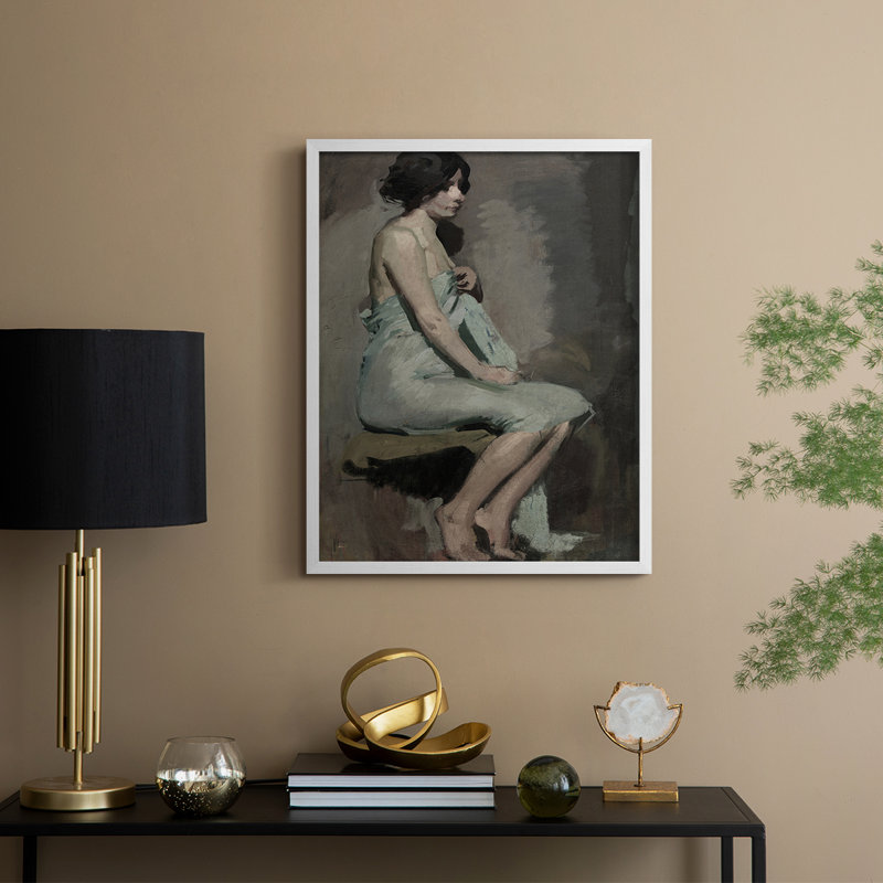 Vintage Portrait Print XLVI Framed Print - Solid Wood, H 11 po x l 9 po, Blanc