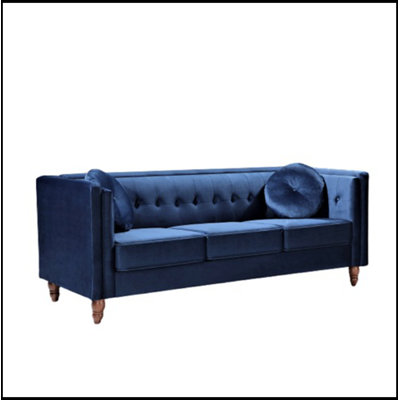 SVelvet rembourré avec accoudoirs carrés et coussins
