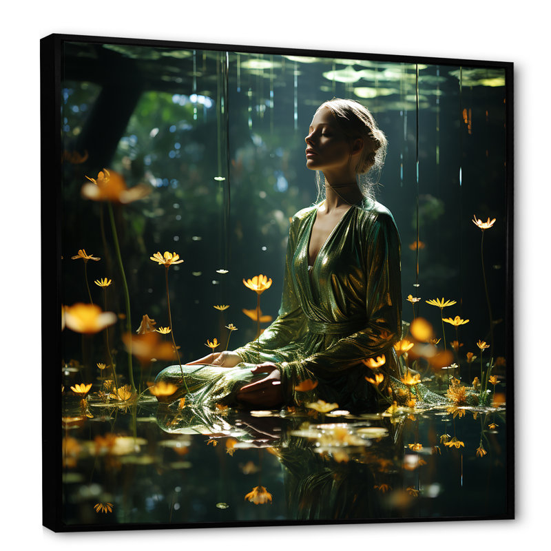 Mindful Moments Meditation II, Cadre flottant noir, H 30 po x l 30 po