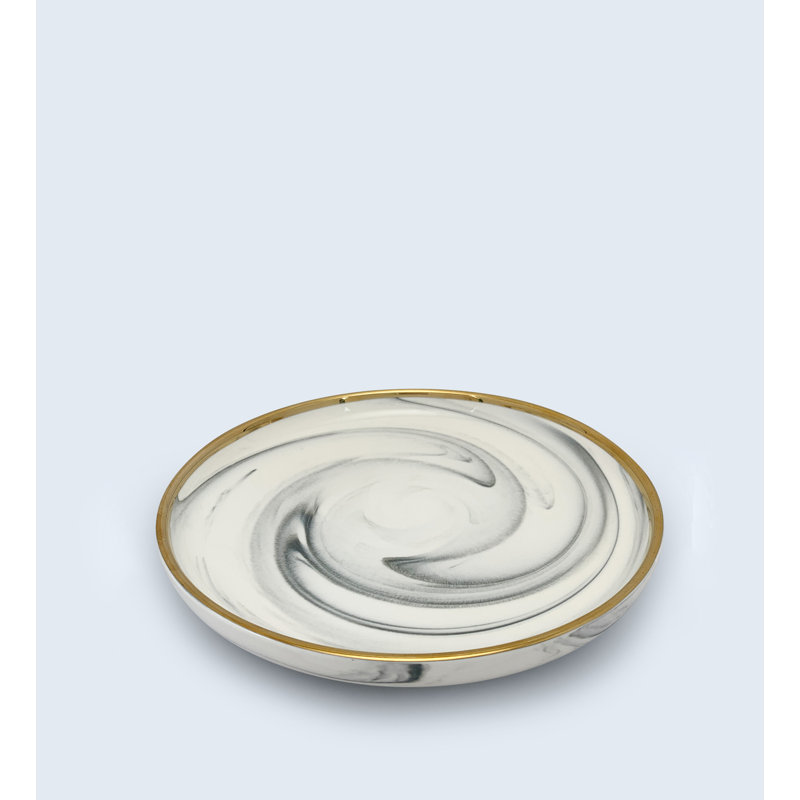 Grande assiette en marbre avec bordure dorée «The Luxury Collection» - 10 po