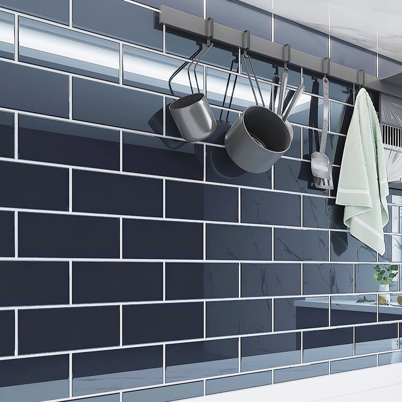 Subway Glass Tile 3" x 6", Midnight Blue