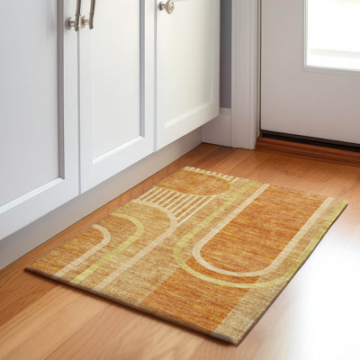 Premium Machine Washable Cerrito AMF532 Terracotta Rug