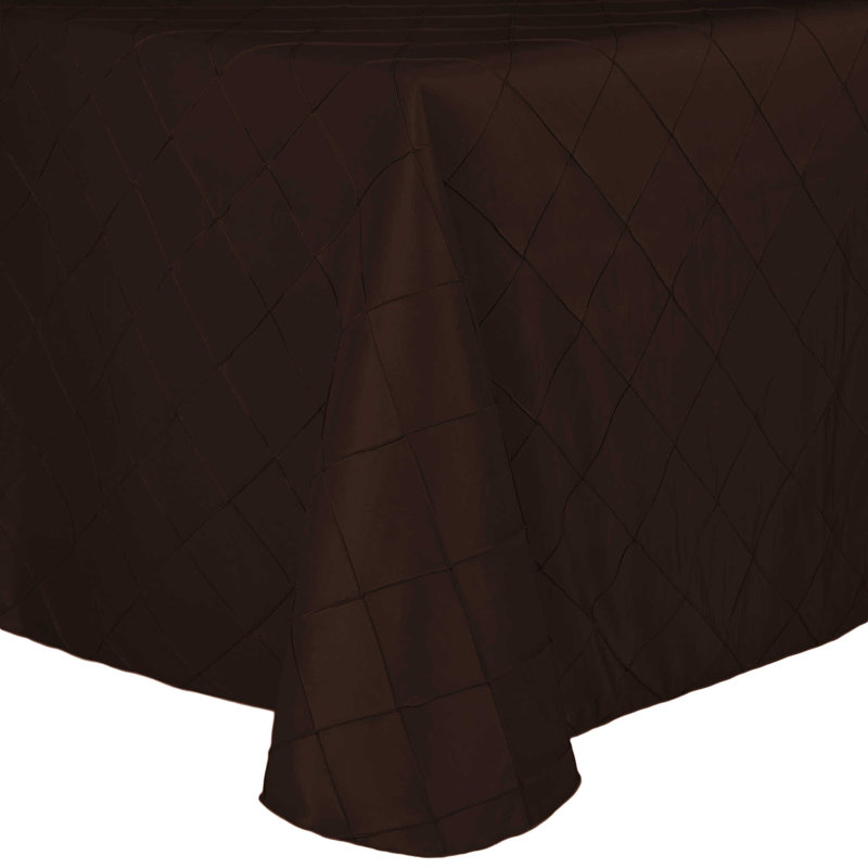 Ultimate Textile - Embroidered Pintuck Taffeta Oval Tablecloth Espresso Dark Brown, 60" W x 84" L, 3