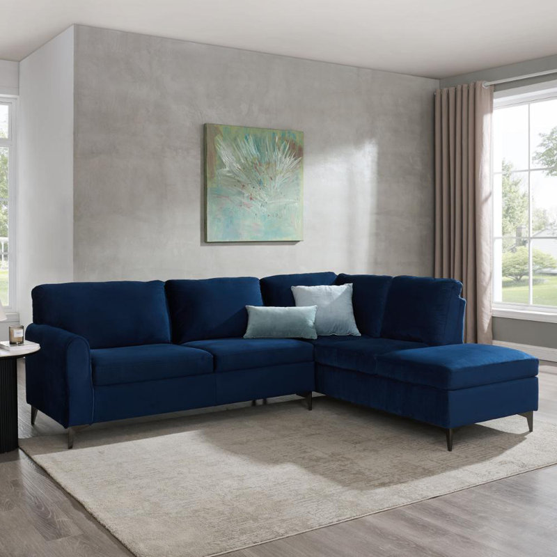 Evelyn 4 Seater Corner Sofa , Blue, Right Hand Facing
