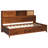 Twin Walnut Wooden Daybed With 3 Storage Drawers, Shelf, Sockets And For Tech - Comfortable Bedroom Decor Size Modern Relaxing Living Space