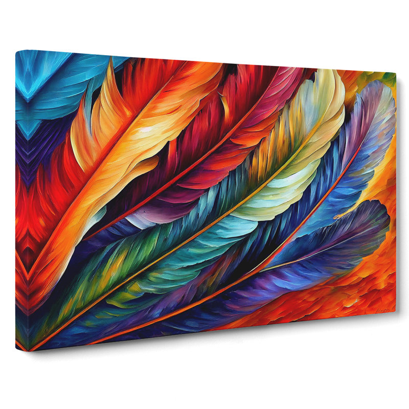 Bird Feather Vol.4 Abstract - Wrapped Canvas Print, 50cm H x 76cm W x 3cm D