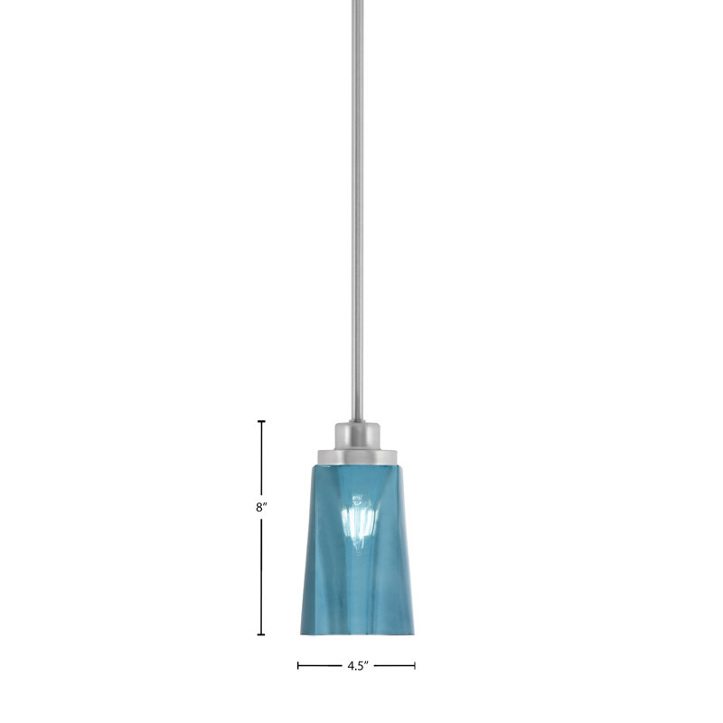 Suspension Alirra Mini, nickel brossé, verre dégradé bleu 11,4 cm, H 8 po x l 4,5 po x P 4,5 po, Bleu / nickel brossé
