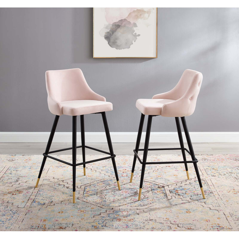 Ensemble de 2 tabourets de bar en velours Adorn Performance, Rose, Tabouret de bar (hauteur d'assise de 29,5 po)