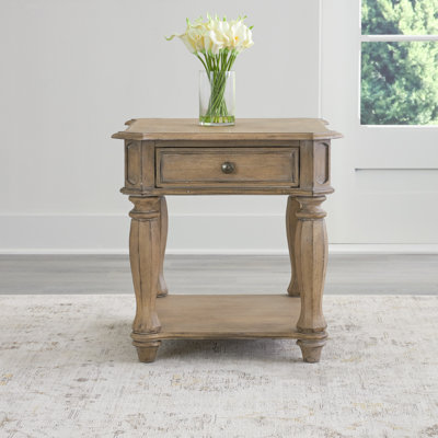 Colchester 1-Drawer Solid and Manufactured Wood End Table