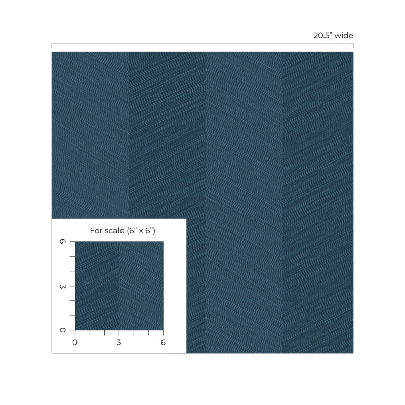 Chevron Vinyl Peel & Stick Wallpaper Roll, Navy Blue