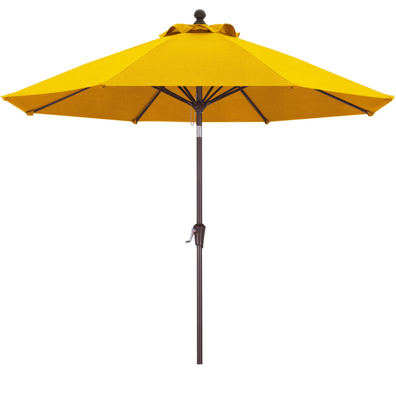 Parasol de marché en oléfine 9 'avec inclinaison et manivelle, Jaune rayon de soleil