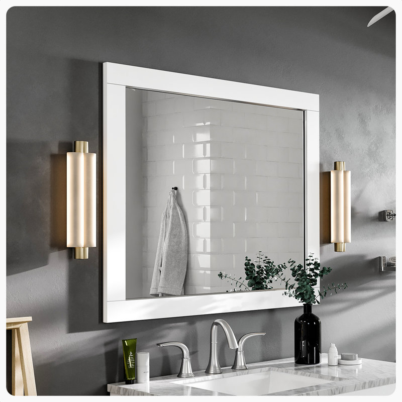 Minnich Rectangle Wall Mirror, White