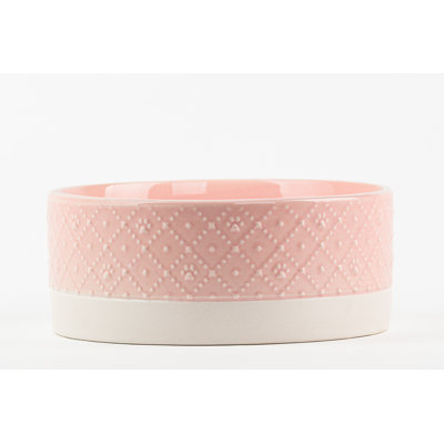 10 Strawberry Street Clermont Paw Embossed Pet Dish, Large, Pink