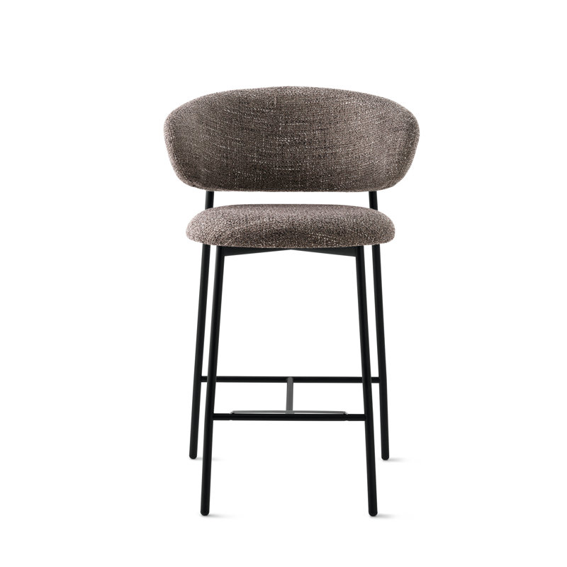 Tabouret rembourré Oleandro, Taupe, Noir mat