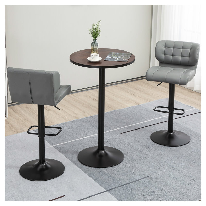 Table HOMcom de 42 po de hauteur avec comptoir en bois d'orme vieilli et base en acier noir
