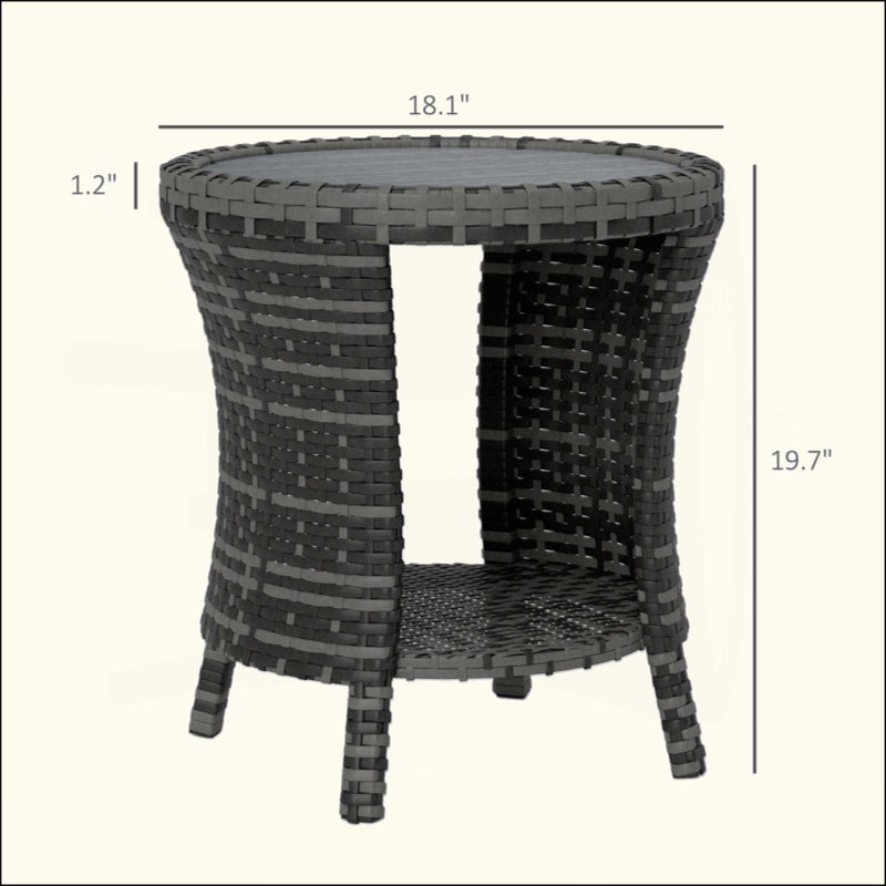 Outdoor Side Table,Wicker Outdoor Coffee Table, Black, Black