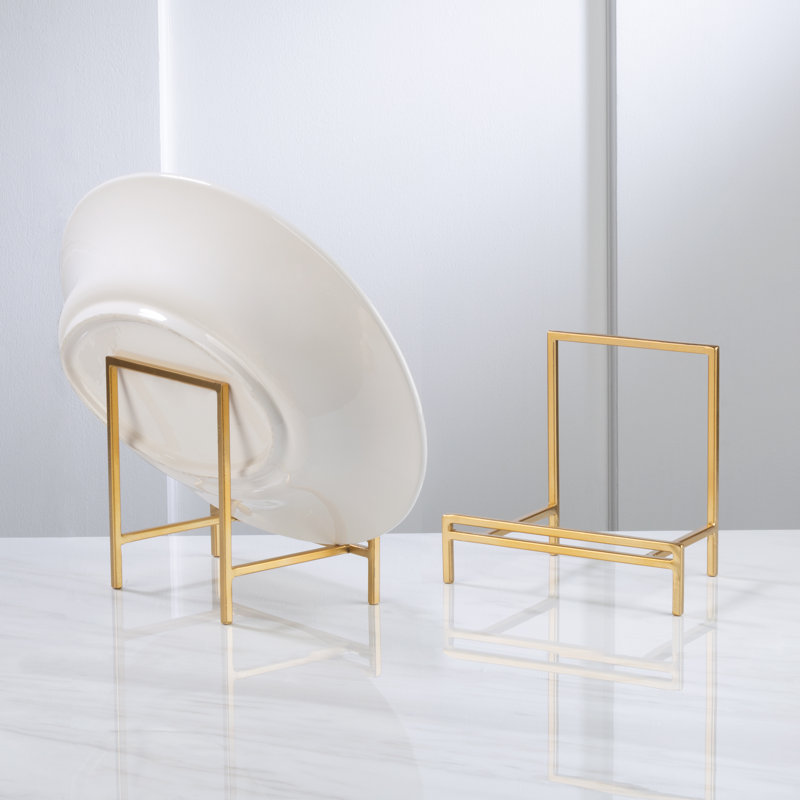 Straight Edge 8" Bowl Stand - Gold, Gold, 8" H x 9" W x 5.38" D