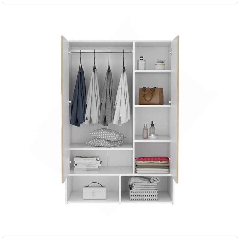 Armoire Barletta, chambre à coucher, chêne clair / blanc