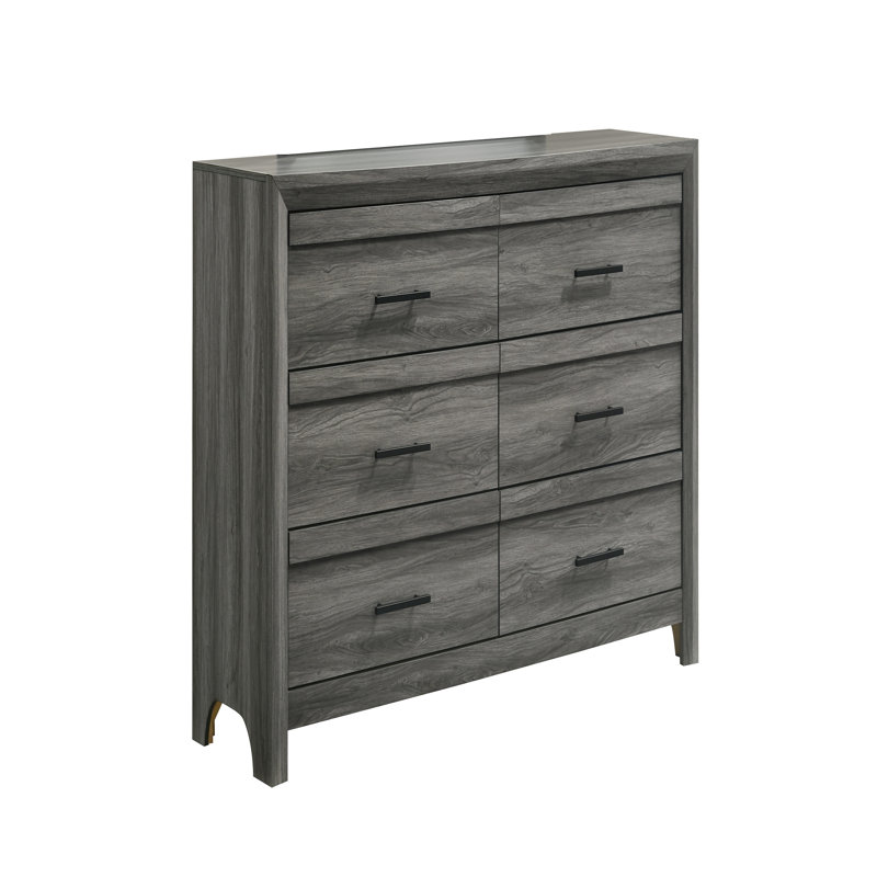 Commode à 6 tiroirs de style moderne en bois gris