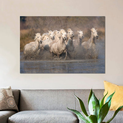 «Gallopter Herd of Camargue Horses I», reproduction de photo sur toile