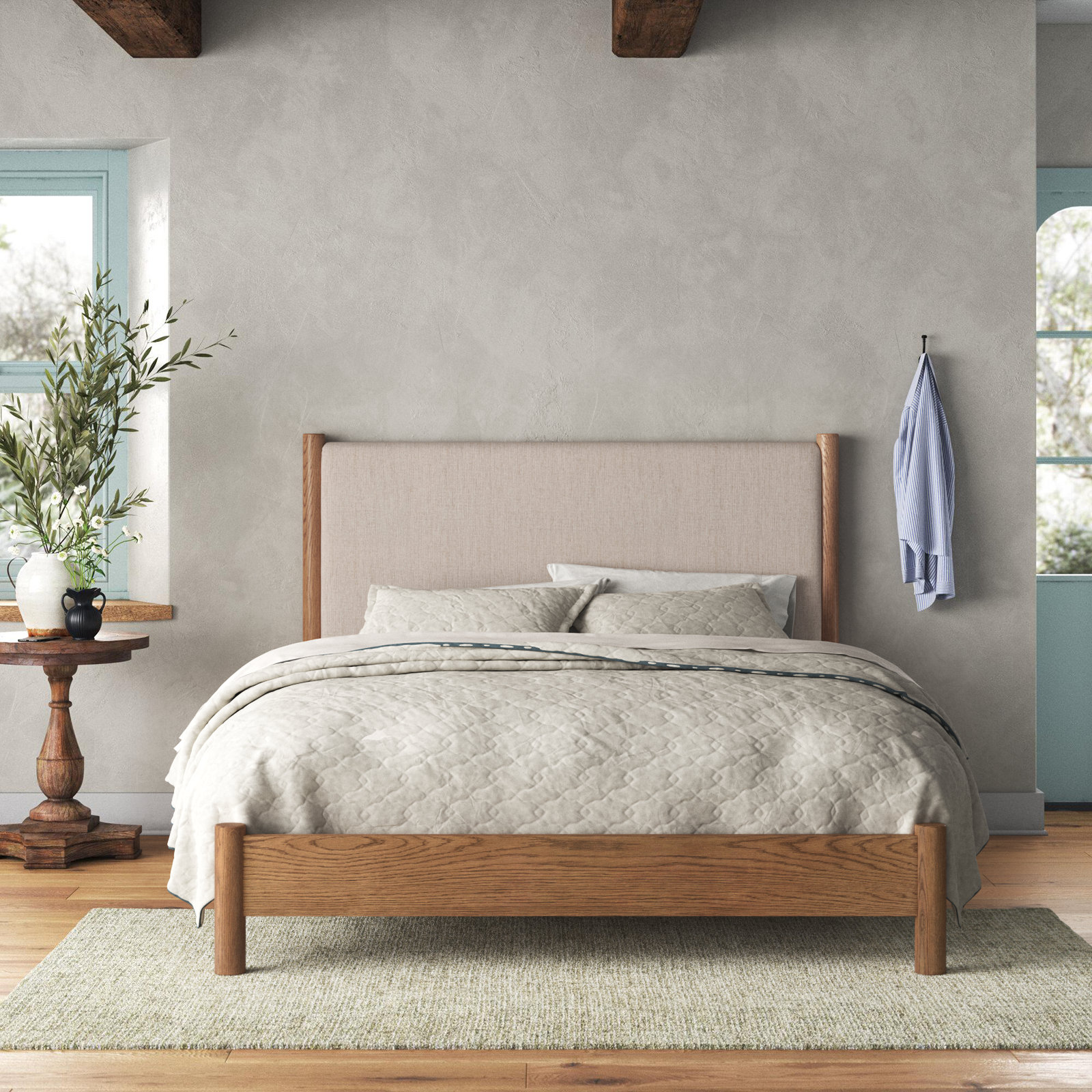 Linda Upholstered Bed, Queen, Essence Natural